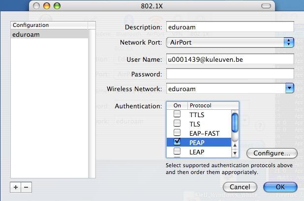 name of program that maages wireless network for mac os x